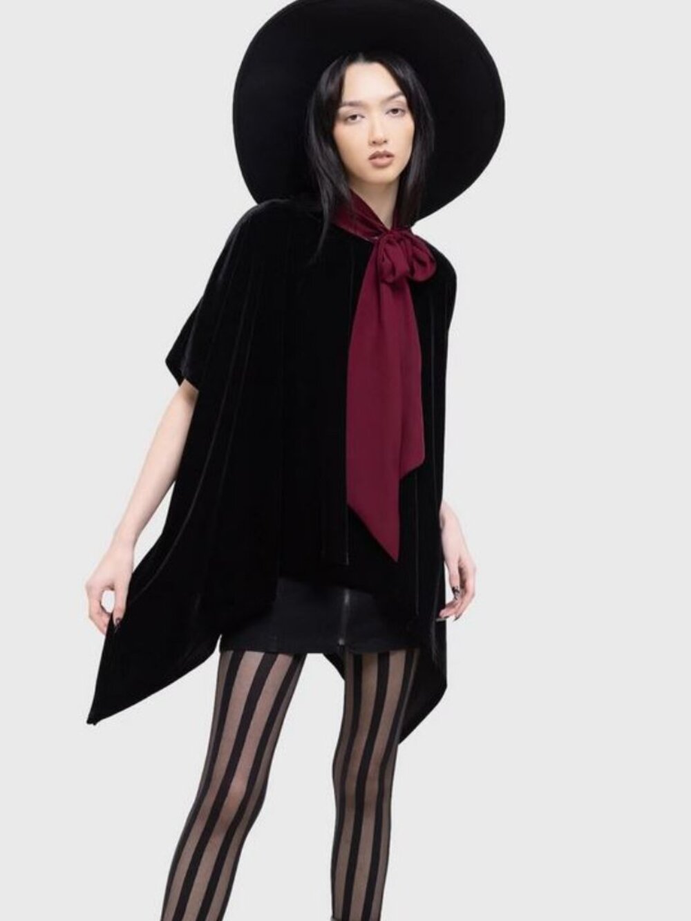 NEW Killstar Lurid Velvet Black Loose Drape High Low Oversized Shirt Size M/L - Picture 3 of 5